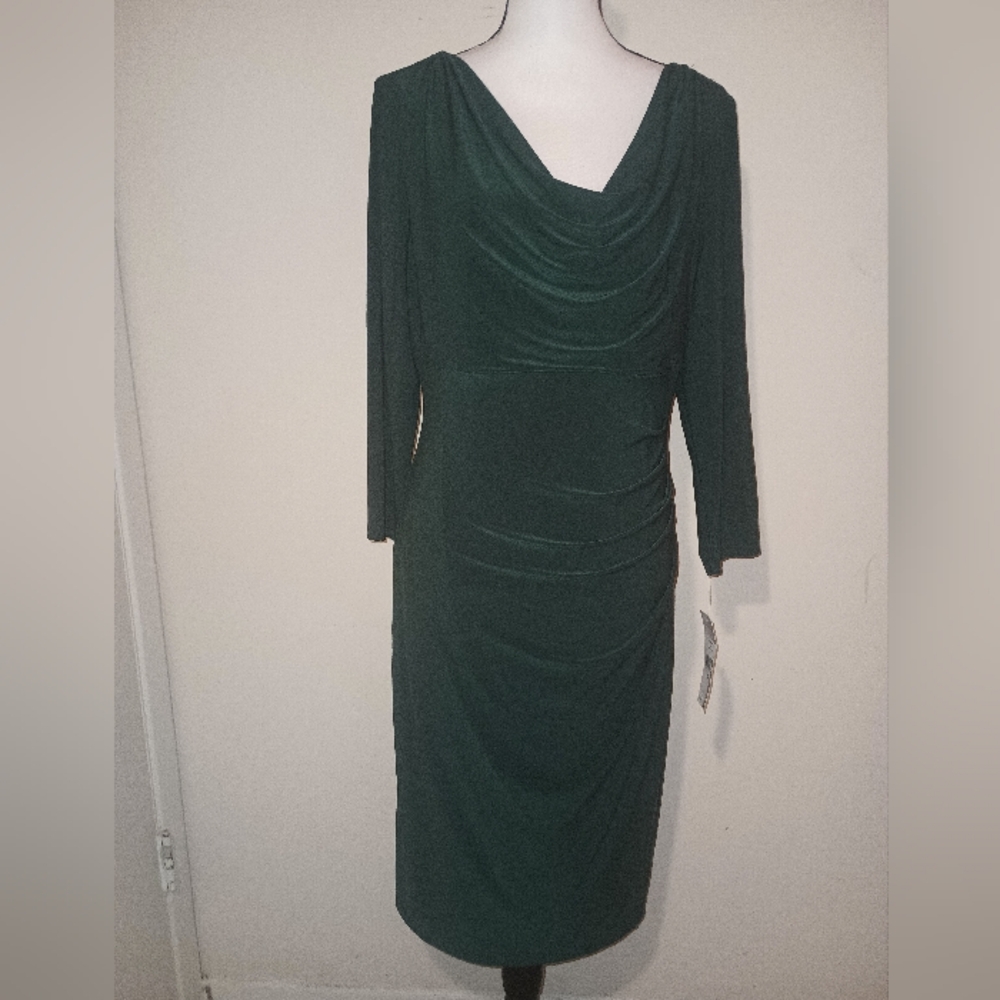 NWT Ralph Lauren Elegant Green Women's Stretch Dress SZ16